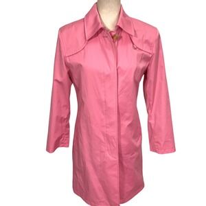 Talbots Trench Coat Womens  6 Pink Classic Barbiecore Vibrant Rainwear Statement